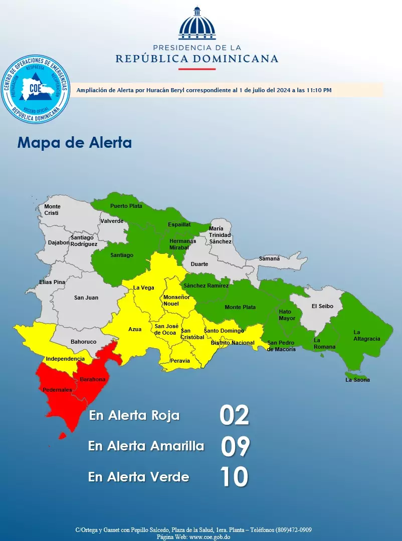 24 provincias bajo alerta por el paso al sur de la isla del poderoso huracán Beryl