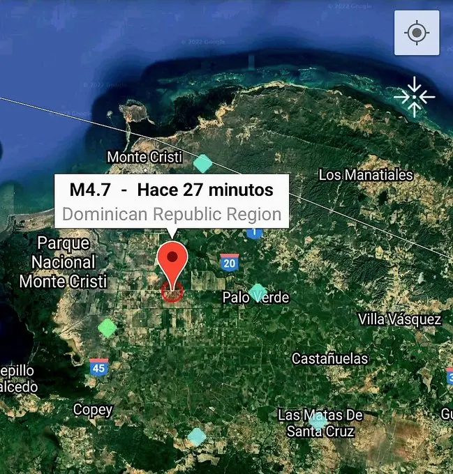 Se registra temblor de tierra en Montecristi