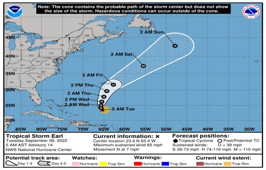 Pronostican aguaceros en algunas provincias, mientras tormenta Earl contin&uacute;a alej&aacute;ndose en el Atl&aacute;ntico