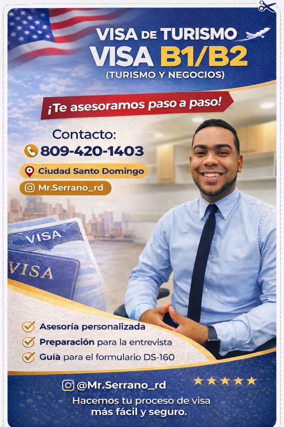 Solicitud para viajar a Estados Unidos con confianza