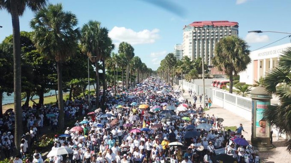 Una gran multitud marcha por la familia