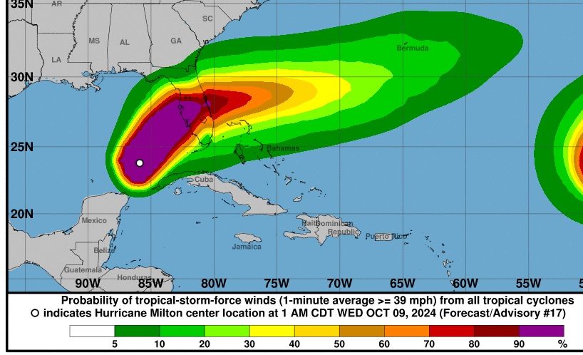 Milton se convierte en hurac&aacute;n &ldquo;enormemente peligroso&rdquo;