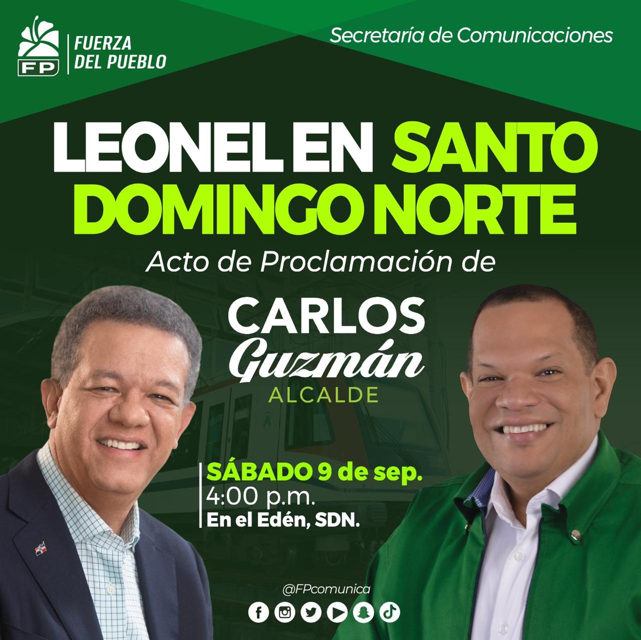 Leonel encabezará este sábado acto de lanzamiento de la precandidatura de Carlos Guzmán en SDN