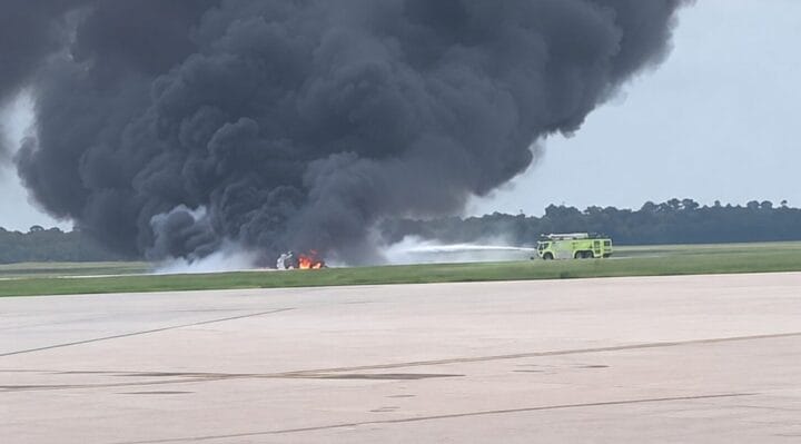 Un accidente ocurrido la tarde de este domingo en el Aeropuerto Internacional de La Romana 