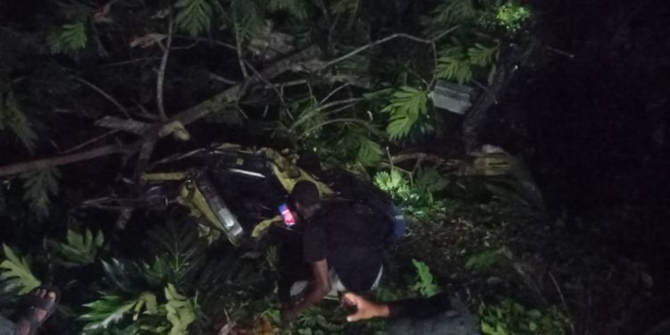 Conductor de grua remolcaba cami&oacute;n y cay&oacute; al precipicio en la carretera S&aacute;nchez, Las Terrenas