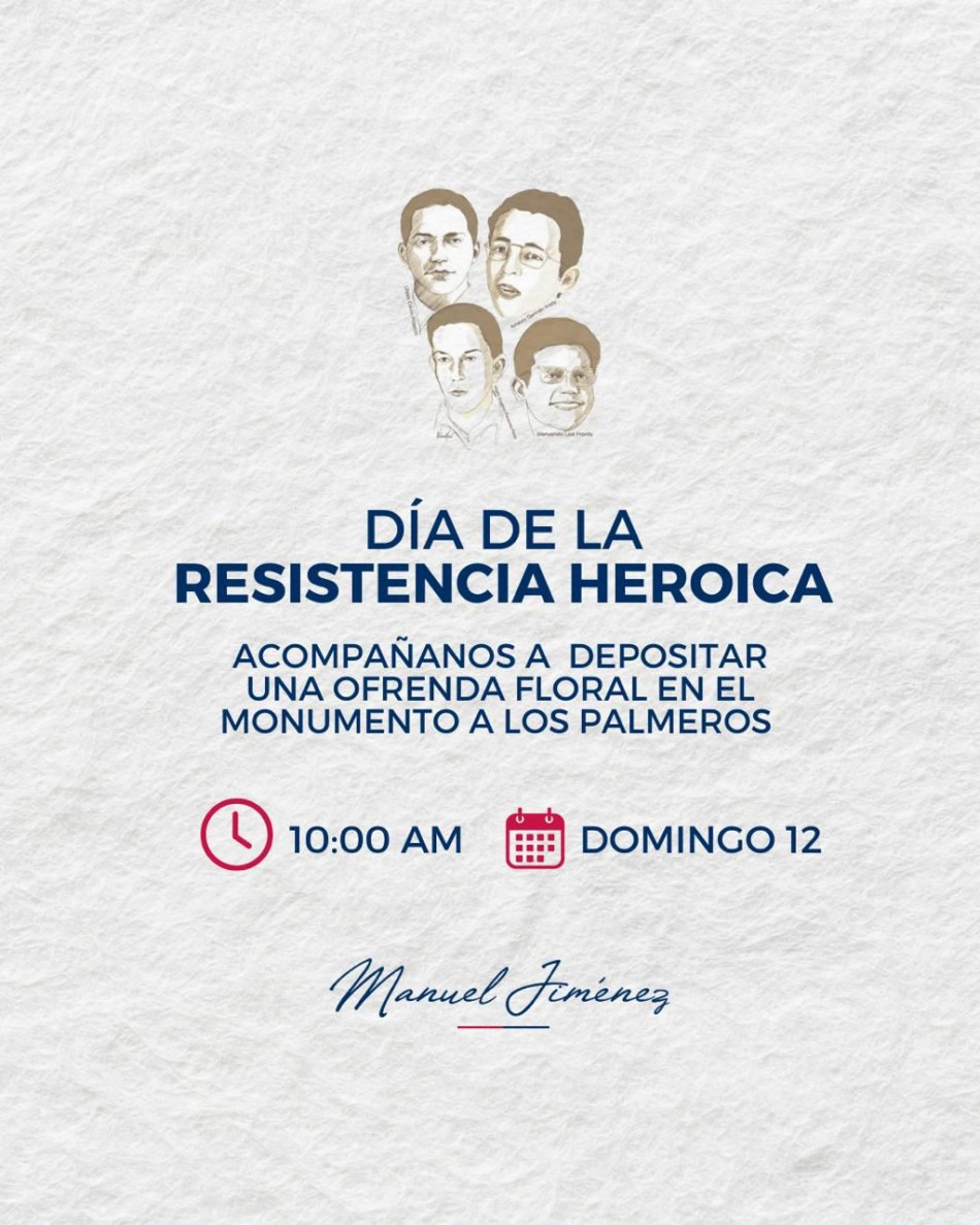 Manuel Jiménez entregará ofrenda floral a Amaury Germán Aristy y Los Palmeros