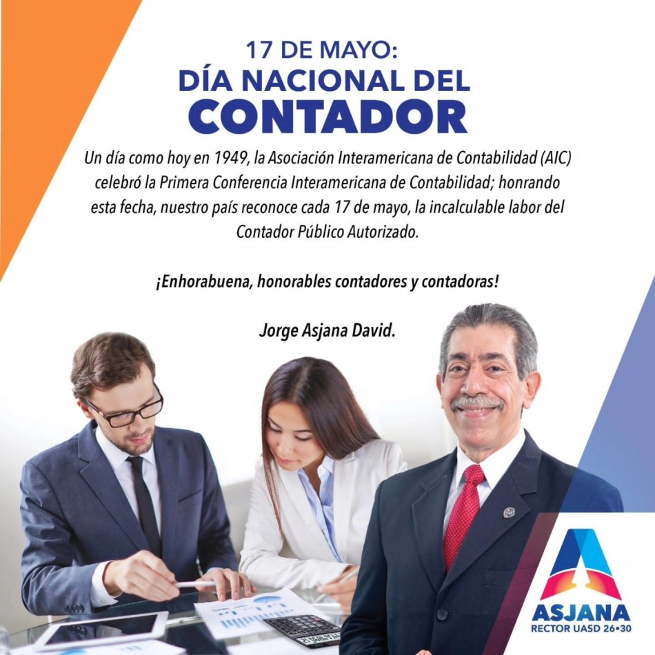Jorge Asjana David felicita a los contadores en su d&iacute;a; resalta los egresados de la UASD