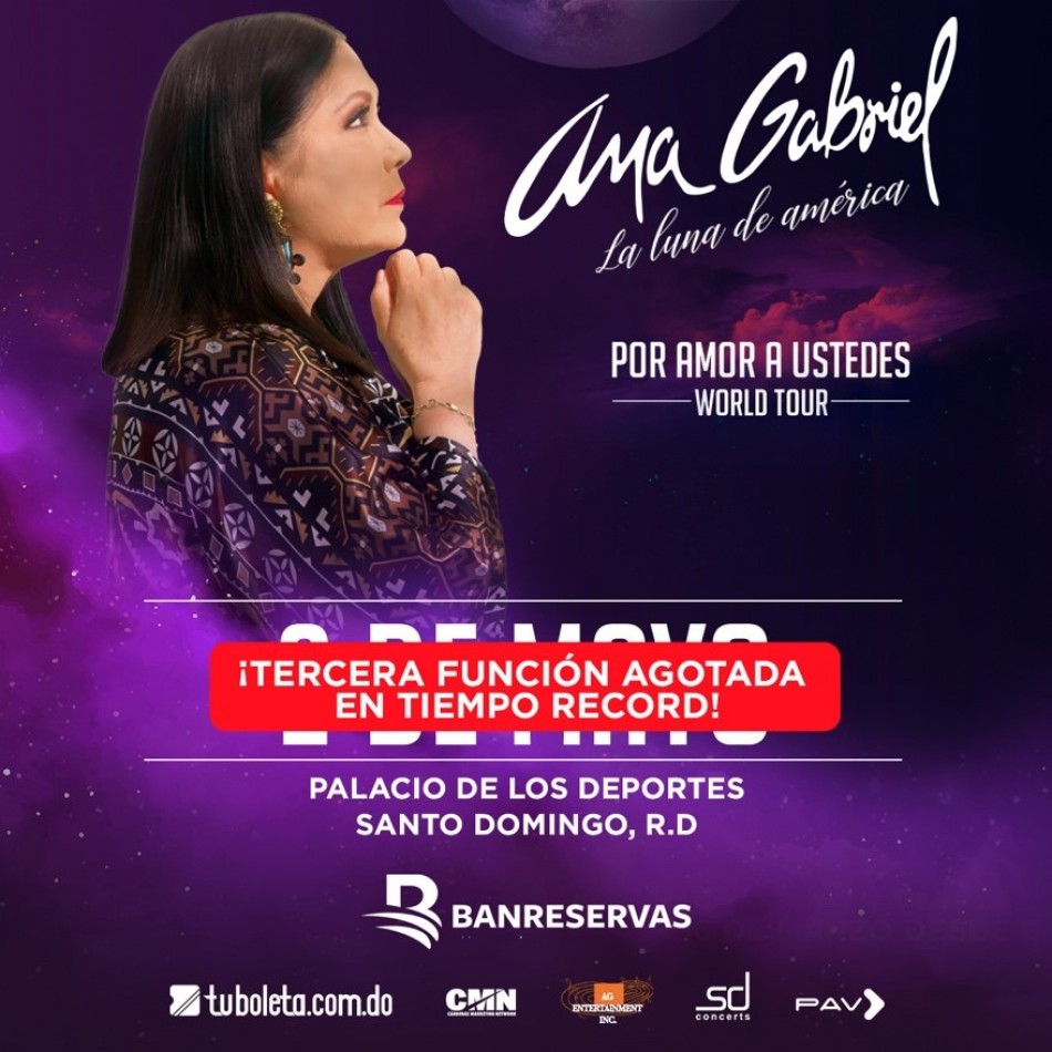 Ana Gabriel confirma 3ra  funci&oacute;n en el Palacio De los Deportes