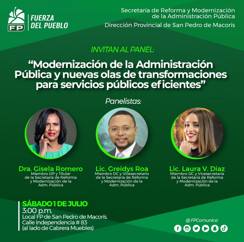 Partido Fuerza del Pueblo invita a participar en un panel sobre la modernizaci&oacute;n de la administraci&oacute;n p&uacute;blica y las nuevas olas de transformaciones para servidores p&uacute;blicos 