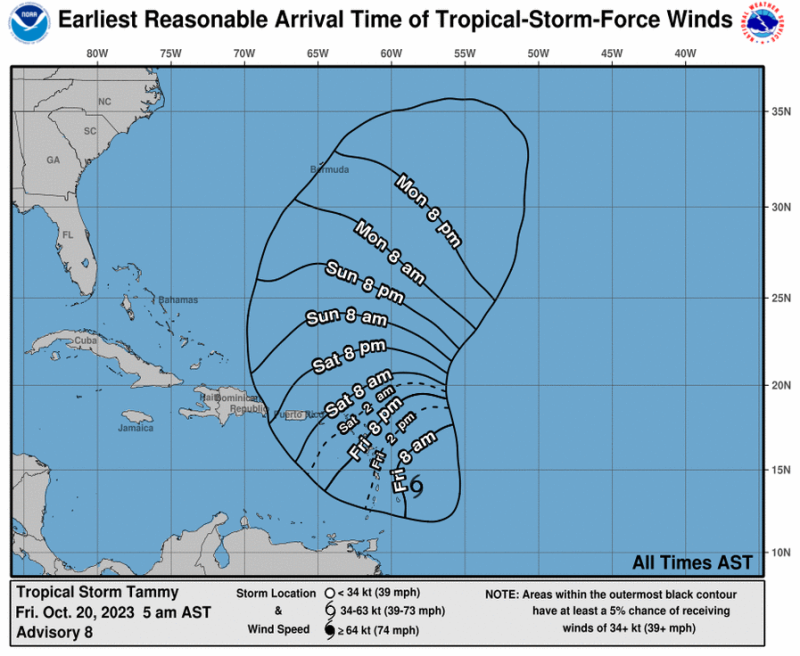 La tormenta tropical Tammy se fortalece y podría convertirse en huracán este sábado