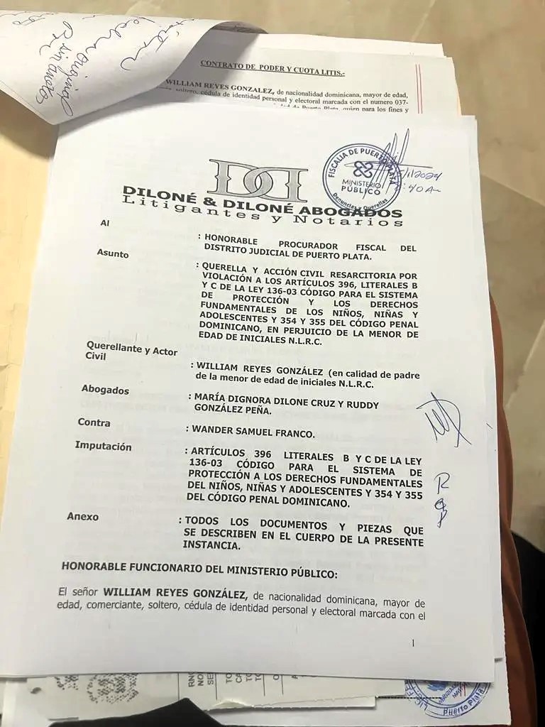 Padre de la menor se querella contra Wander Franco y pide indemnizaci&oacute;n