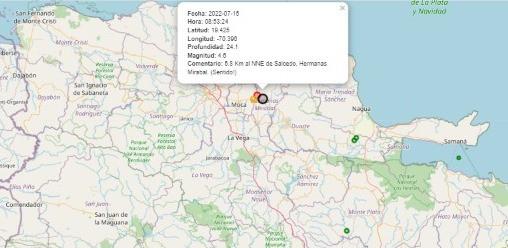 Sismo de 4.6 grados se siente en varias localidades del Cibao