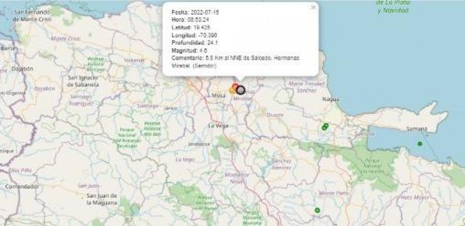 Sismo de 4.6 grados se siente en varias localidades del Cibao