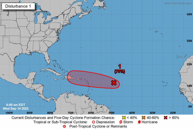 Pronostican formaci&oacute;n de depresi&oacute;n tropical en el Atl&aacute;ntico en 48 horas